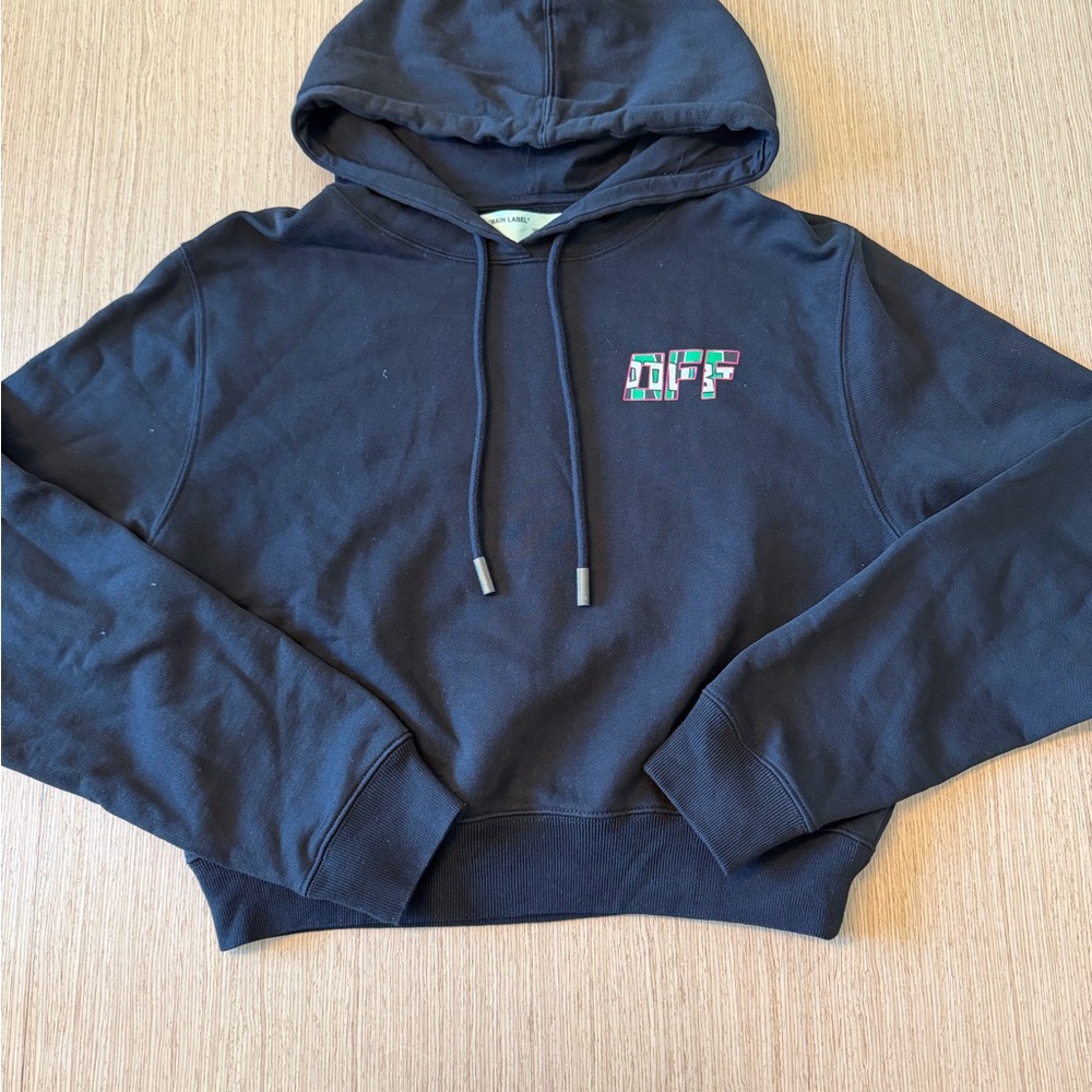 Off-White Black Hoodie with Multicolor Logo